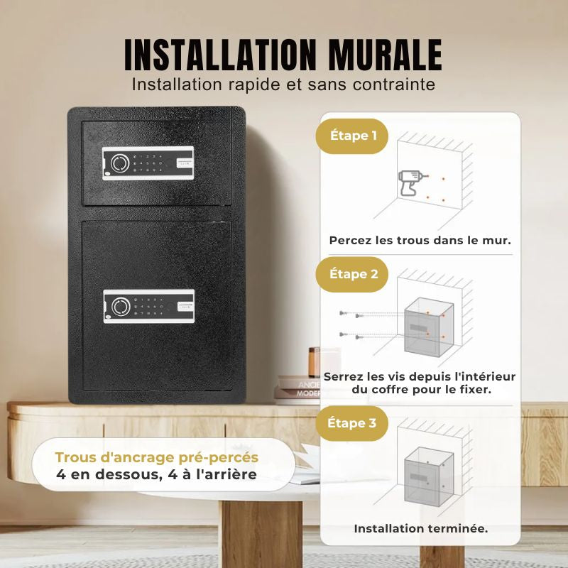 Hestia Safe KRONOS I Duo – Coffre-Fort 2 Portes Indépendantes Code & Clé (99L)