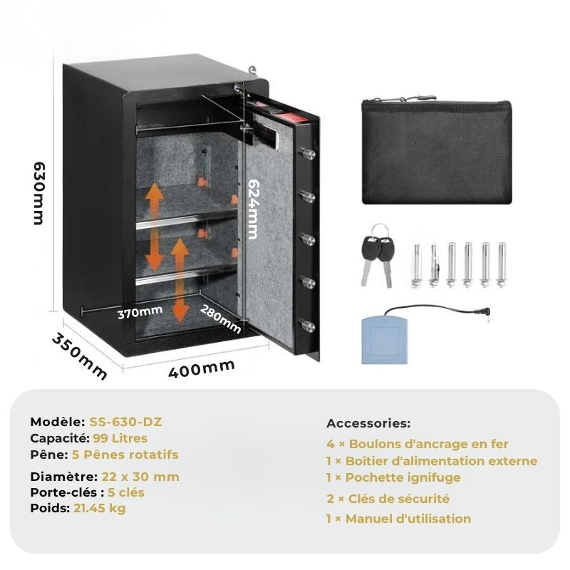 Hestia Safe KRONOS I – Coffre-Fort Code & Clé (99L)